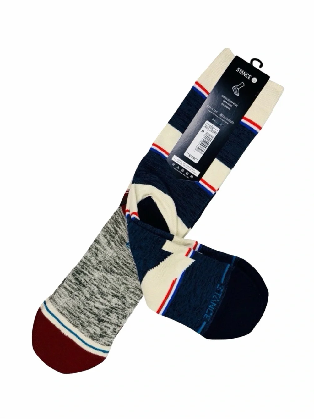 STANCE Striped Blanket Crew Socks - 2 Pack - Size Large - 4 Sets (8 Pairs)